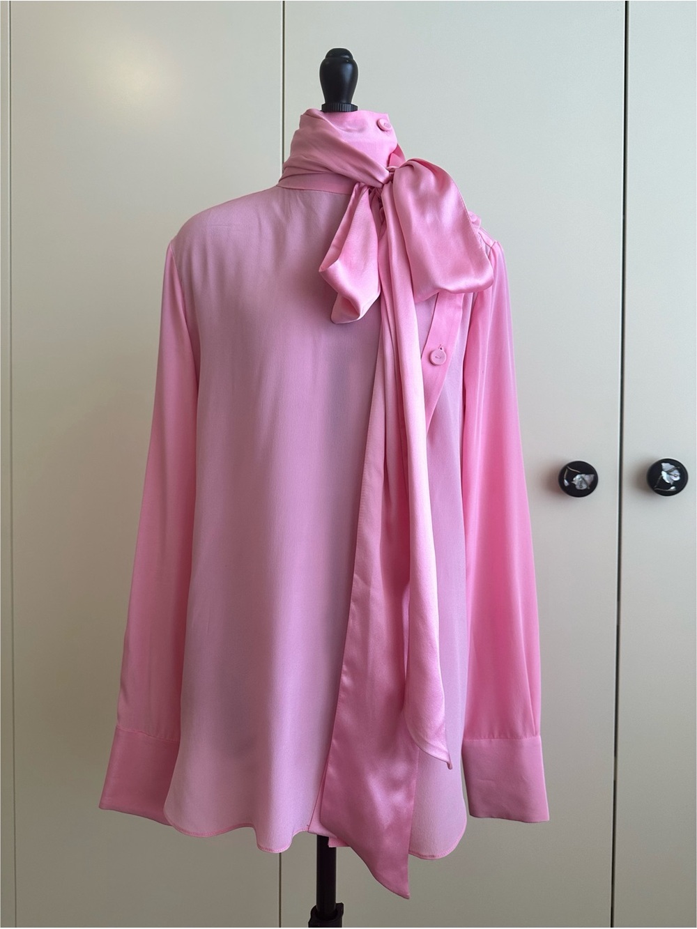 Adam Lippes Bow Silk Tie-Neck Blouse